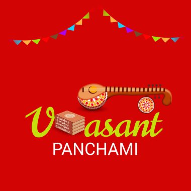 Bir arka plan/Banner vektör çizim Vasant Panchami için.