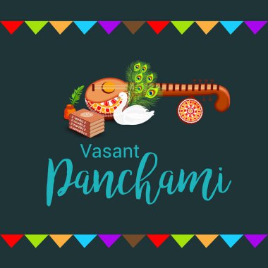 Bir arka plan/Banner vektör çizim Vasant Panchami için.