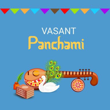 Bir arka plan/Banner vektör çizim Vasant Panchami için.
