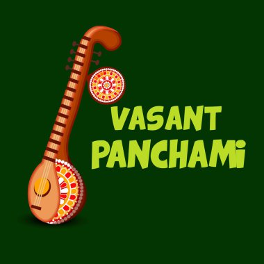 Bir arka plan/Banner vektör çizim Vasant Panchami için.