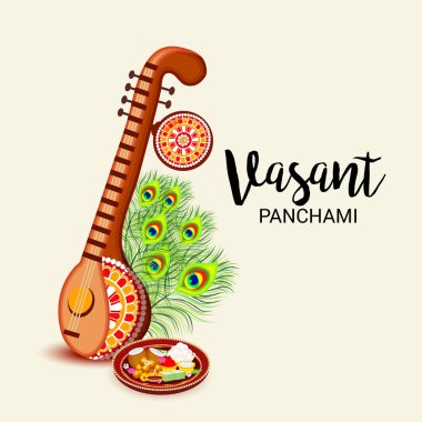 Bir arka plan/Banner vektör çizim Vasant Panchami için.