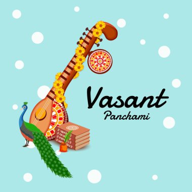 Bir arka plan/Banner vektör çizim Vasant Panchami için.