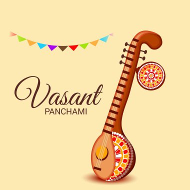 Bir arka plan/Banner vektör çizim Vasant Panchami için.