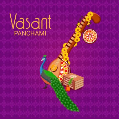 Bir arka plan/Banner vektör çizim Vasant Panchami için.