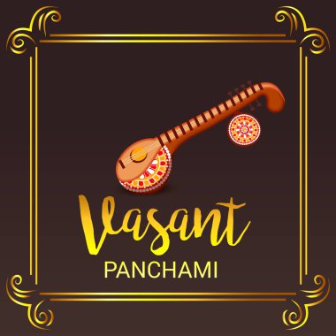 Bir arka plan/Banner vektör çizim Vasant Panchami için.