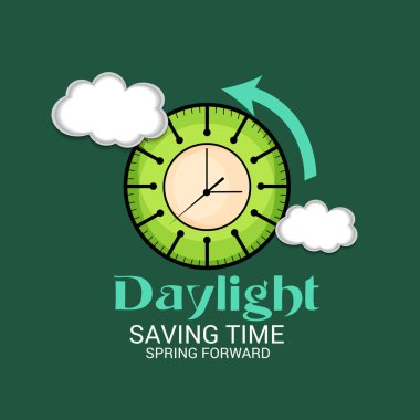 Gün ışığından yararlanma saati için saatlerinizi değiştirme için Bir Banner'ın vektör çizimi (Bahar İleri).