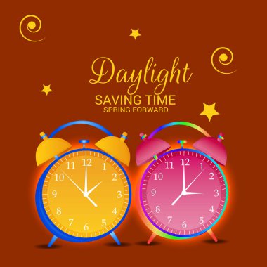Gün ışığından yararlanma saati için saatlerinizi değiştirme için Bir Banner'ın vektör çizimi (Bahar İleri).