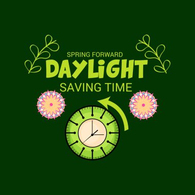 Gün ışığından yararlanma saati için saatlerinizi değiştirme için Bir Banner'ın vektör çizimi (Bahar İleri).