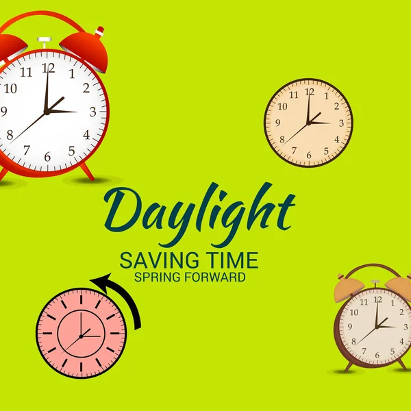 Vector Illustration Banner Change Your Clocks Message Daylight Saving Time — Stock Vector