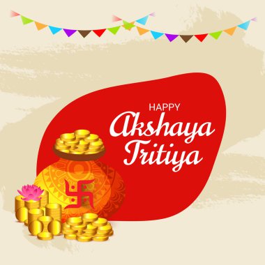 Akshaya Tritiya Kutlama Arka Plan Festivali için Yaratıcı İllüstrasyon. 