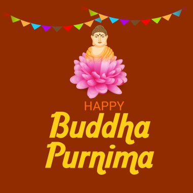 Mutlu Buddha Purnima için bir Banner Vektör illüstrasyon.