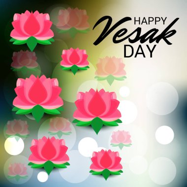 Vesak Günü pembe Lotus çiçeği ile için bir afiş vektör çizim. 