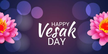 Vesak Günü pembe Lotus çiçeği ile için bir afiş vektör çizim. 