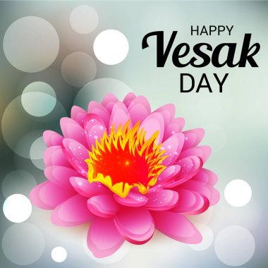 Vesak Günü pembe Lotus çiçeği ile için bir afiş vektör çizim. 