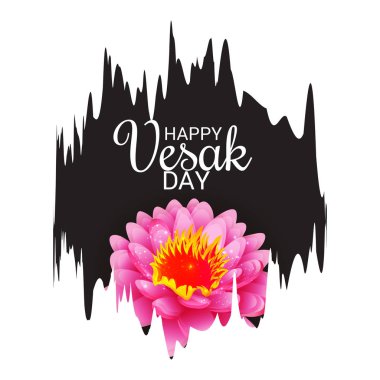 Vesak Günü pembe Lotus çiçeği ile için bir afiş vektör çizim. 
