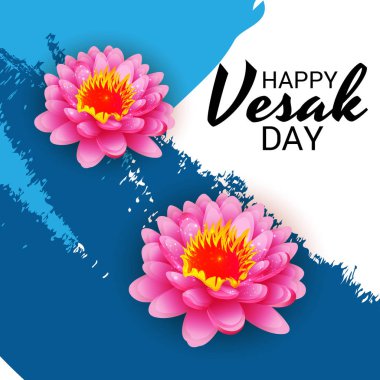 Vesak Günü pembe Lotus çiçeği ile için bir afiş vektör çizim. 