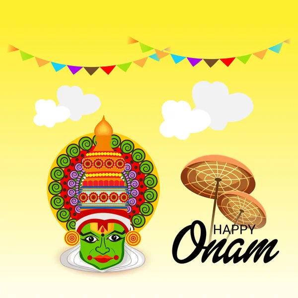 Ilustración Vectorial Fondo Para Festival Del Sur India Happy Onam — Vector de stock