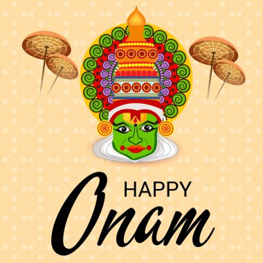 Güney Hint Festivali Happy Onam için bir Arka Plan Vektör illüstrasyon.