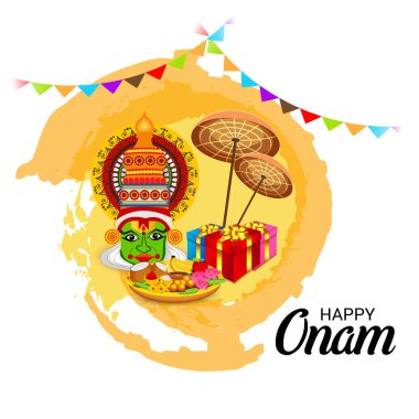 Güney Hint Festivali Happy Onam için bir Arka Plan Vektör illüstrasyon.