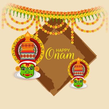 Güney Hint Festivali Happy Onam için bir Arka Plan Vektör illüstrasyon.