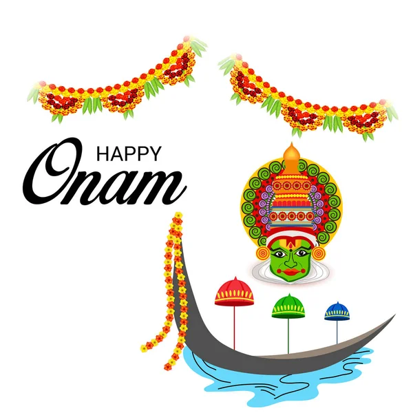 Vektor Illustration Eines Hintergrundes Für Das Südindische Festival Happy Onam — Stockvektor