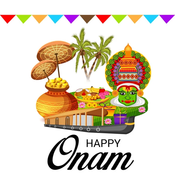 Vektor Illustration Eines Hintergrundes Für Das Südindische Festival Happy Onam — Stockvektor