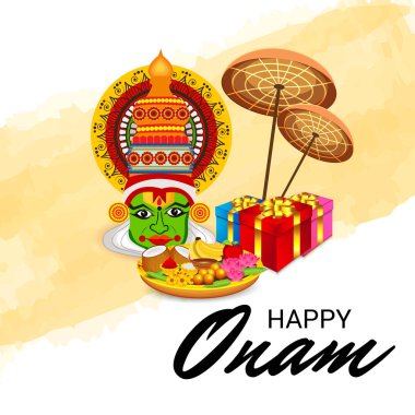 Güney Hint Festivali Happy Onam için bir Arka Plan Vektör illüstrasyon.