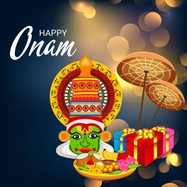 Güney Hint Festivali Happy Onam için bir Arka Plan Vektör illüstrasyon.