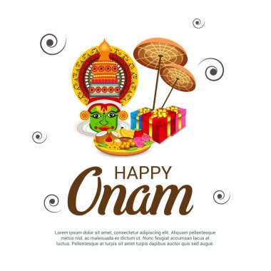 Güney Hint Festivali Happy Onam için bir Arka Plan Vektör illüstrasyon.