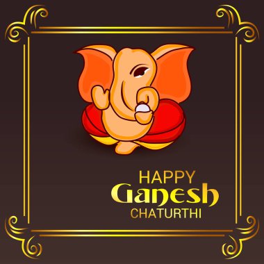 Geleneksel Hint Festivali için vektör illüstrasyonu Mutlu Ganesh Chaturthi 'yi kutlayın. Metin Boşluğu Arkaplanı.