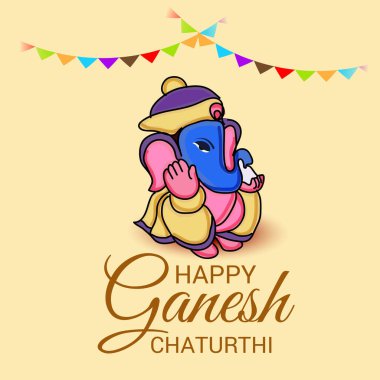 Geleneksel Hint Festivali için vektör illüstrasyonu Mutlu Ganesh Chaturthi 'yi kutlayın. Metin Boşluğu Arkaplanı.