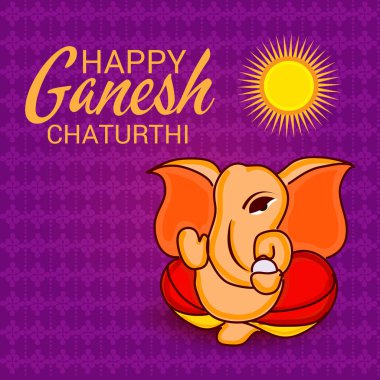 Geleneksel Hint Festivali için vektör illüstrasyonu Mutlu Ganesh Chaturthi 'yi kutlayın. Metin Boşluğu Arkaplanı.