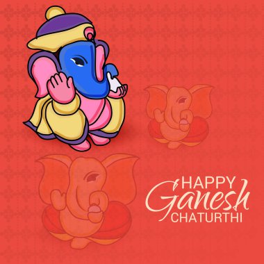 Geleneksel Hint Festivali için vektör illüstrasyonu Mutlu Ganesh Chaturthi 'yi kutlayın. Metin Boşluğu Arkaplanı.