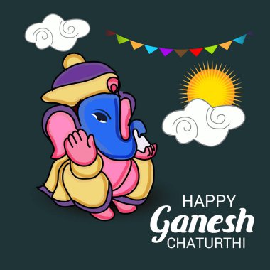 Geleneksel Hint Festivali için vektör illüstrasyonu Mutlu Ganesh Chaturthi 'yi kutlayın. Metin Boşluğu Arkaplanı.