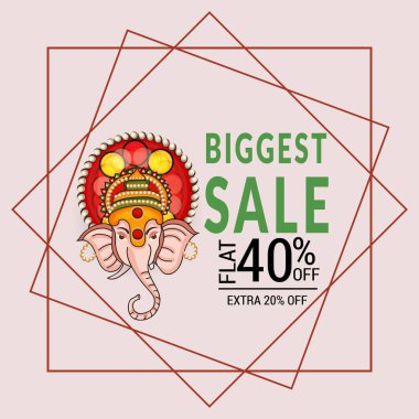 Geleneksel Hint Festivali için vektör illüstrasyonu Mutlu Ganesh Chaturthi 'yi kutlayın. Metin Boşluğu Arkaplanı.