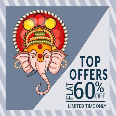 Geleneksel Hint Festivali için vektör illüstrasyonu Mutlu Ganesh Chaturthi 'yi kutlayın. Metin Boşluğu Arkaplanı.