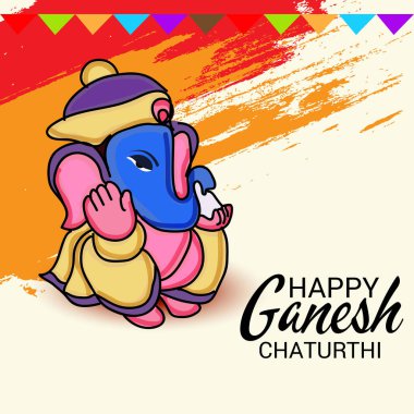 Geleneksel Hint Festivali için vektör illüstrasyonu Mutlu Ganesh Chaturthi 'yi kutlayın. Metin Boşluğu Arkaplanı.