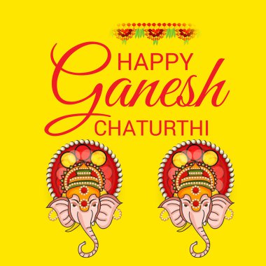Geleneksel Hint Festivali için vektör illüstrasyonu Mutlu Ganesh Chaturthi 'yi kutlayın. Metin Boşluğu Arkaplanı.