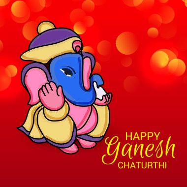 Geleneksel Hint Festivali için vektör illüstrasyonu Mutlu Ganesh Chaturthi 'yi kutlayın. Metin Boşluğu Arkaplanı.