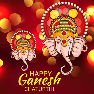 Geleneksel Hint Festivali için vektör illüstrasyonu Mutlu Ganesh Chaturthi 'yi kutlayın. Metin Boşluğu Arkaplanı.