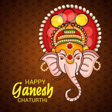 Geleneksel Hint Festivali için vektör illüstrasyonu Mutlu Ganesh Chaturthi 'yi kutlayın. Metin Boşluğu Arkaplanı.