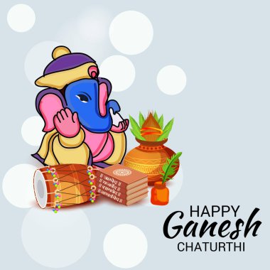 Geleneksel Hint Festivali için vektör illüstrasyonu Mutlu Ganesh Chaturthi 'yi kutlayın. Metin Boşluğu Arkaplanı.