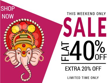 Geleneksel Hint Festivali için vektör illüstrasyonu Mutlu Ganesh Chaturthi 'yi kutlayın. Metin Boşluğu Arkaplanı.