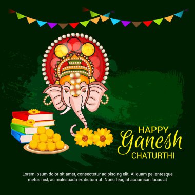 Geleneksel Hint Festivali için vektör illüstrasyonu Mutlu Ganesh Chaturthi 'yi kutlayın. Metin Boşluğu Arkaplanı.