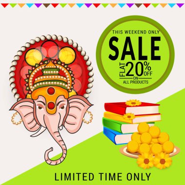 Geleneksel Hint Festivali için vektör illüstrasyonu Mutlu Ganesh Chaturthi 'yi kutlayın. Metin Boşluğu Arkaplanı.