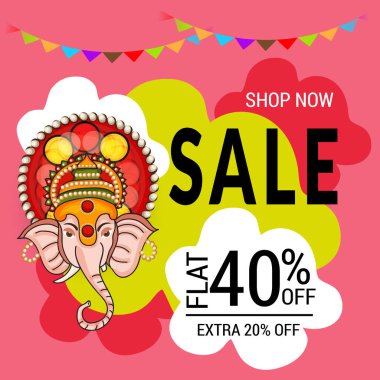 Geleneksel Hint Festivali için vektör illüstrasyonu Mutlu Ganesh Chaturthi 'yi kutlayın. Metin Boşluğu Arkaplanı.