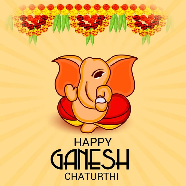 Vektorillustration För Traditionell Indian Festival Fira Happy Ganesh Chaturthi Sammanfattning — Stock vektor