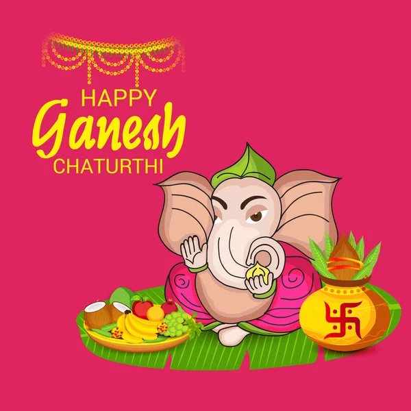 Vector Illustratie Voor Traditioneel Indiaas Festival Vier Happy Ganesh Chaturthi — Stockvector