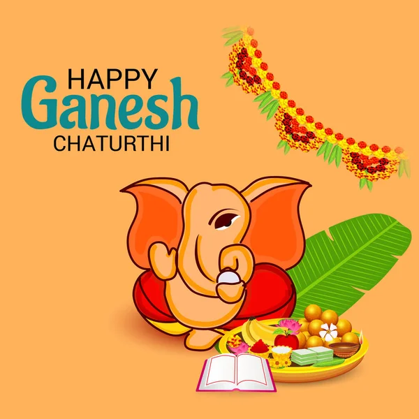 Illustration Vectorielle Pour Festival Indien Traditionnel Célébrez Happy Ganesh Chaturthi — Image vectorielle