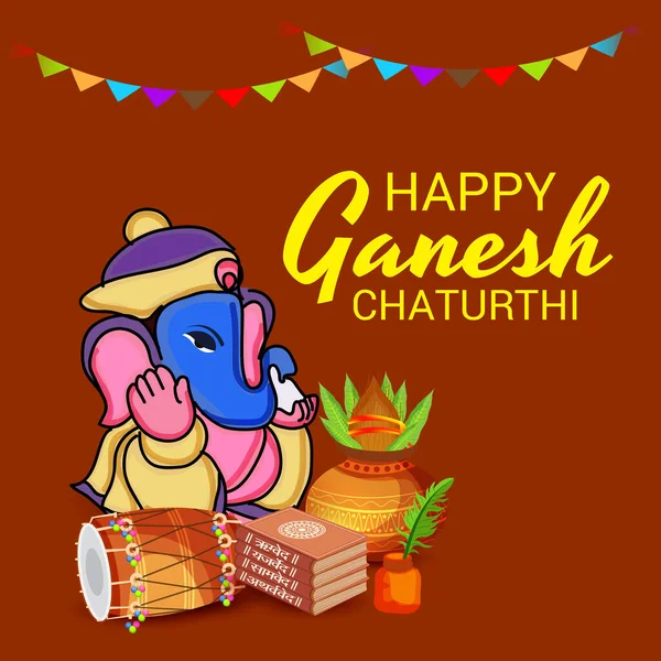 Ilustração Vetorial Para Tradicional Festival Indiano Celebrate Happy Ganesh Chaturthi —  Vetores de Stock